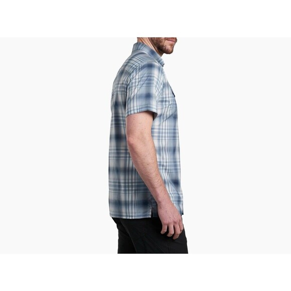 Kuhl Shirt Large Blue Plaid Button Up Short Sleeve Mountain Grown Outdoor Pocket - Picture 3 of 12